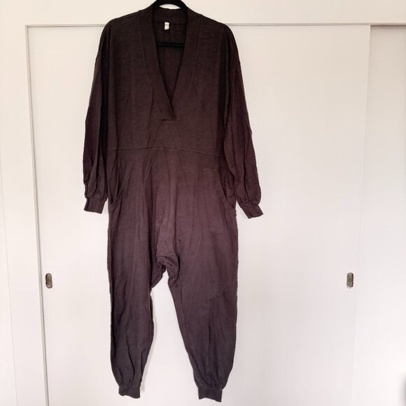 Free People Just Because Onesie cotton oversized jumpsuit in black - Picture 7 of 14